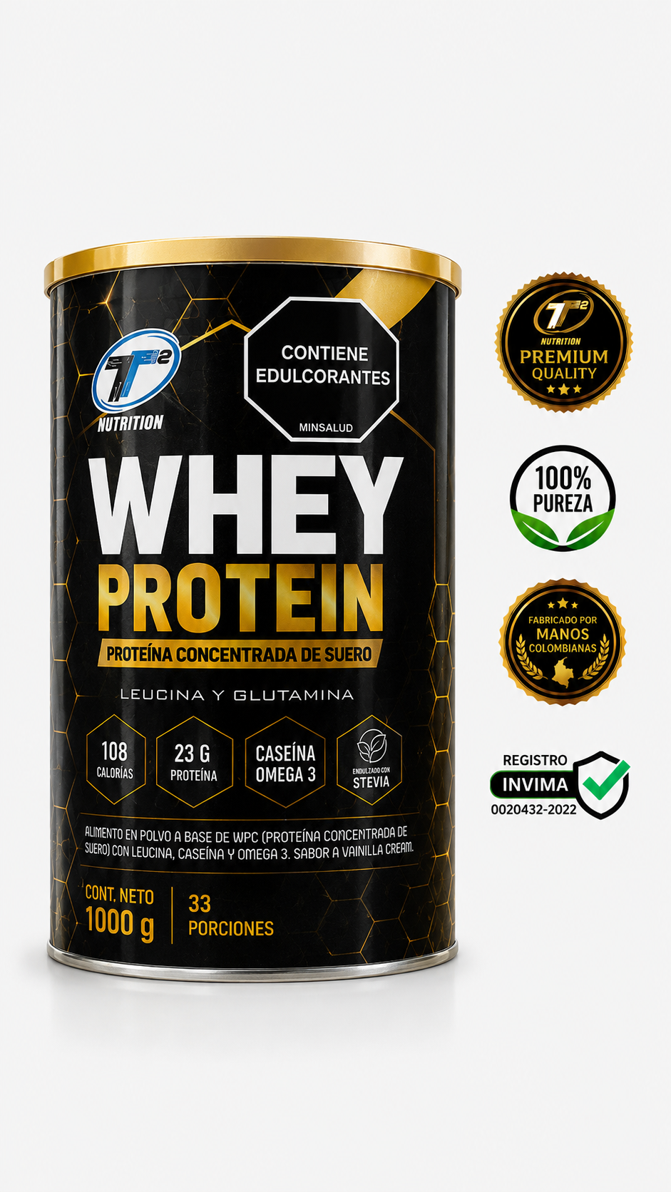 Whey Protein + T2 — 1000 g · 33 porciones