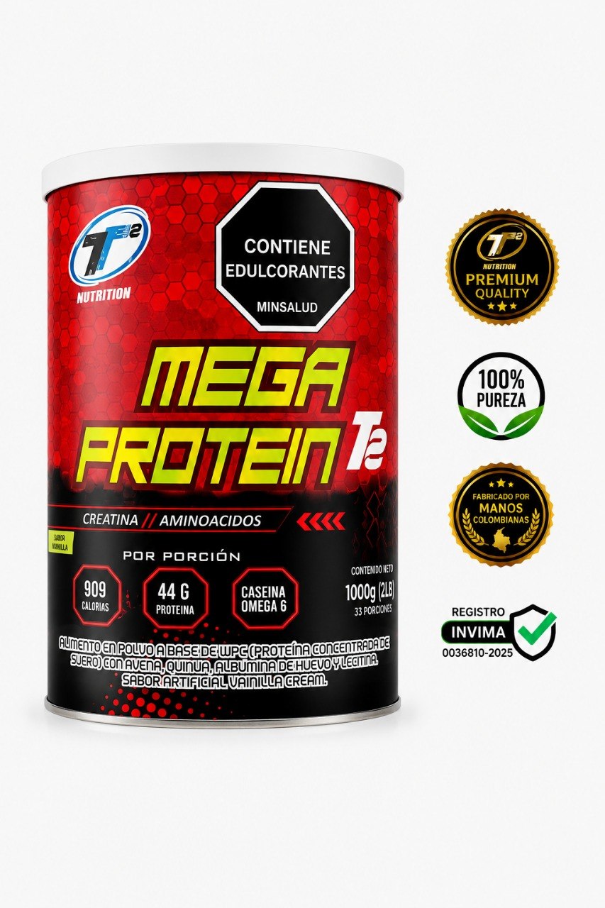 Mega Protein + T2 — 1000 g · 33 porciones